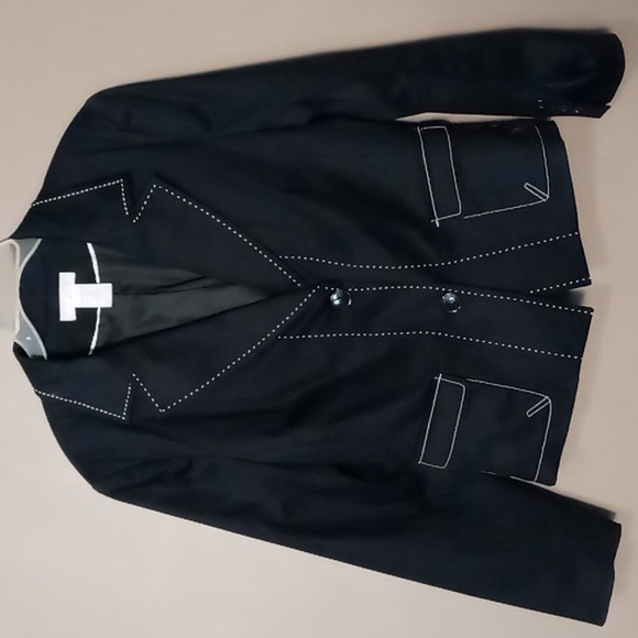 Worthington Black Jacket w White Stitching and Front Pockets 16 - Picture 1 of 7